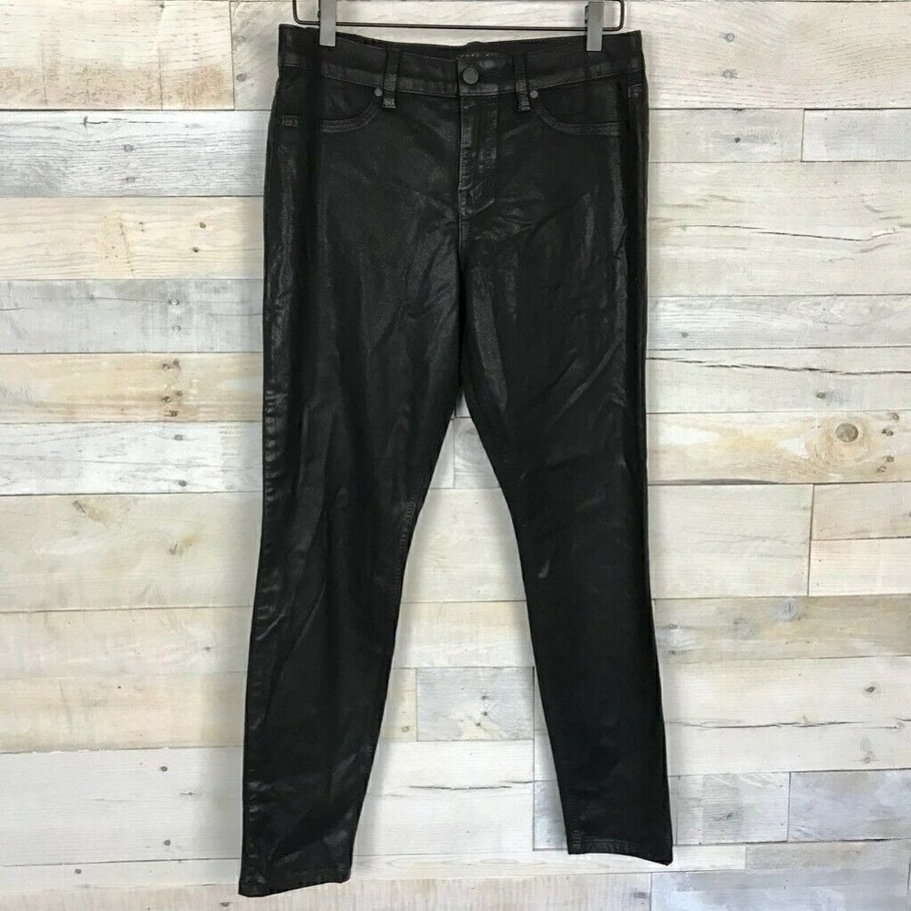 Level 99 Slim Skinny Jeans Black Lux Coated 30